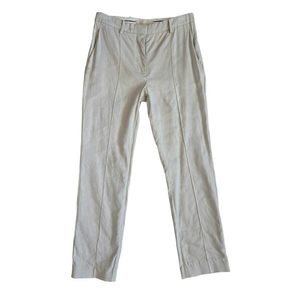 Vanessa Bruno Linen Blend Front Seam Trouser Size 36 / 4 US Khaki Beige Preppy - Picture 1 of 12